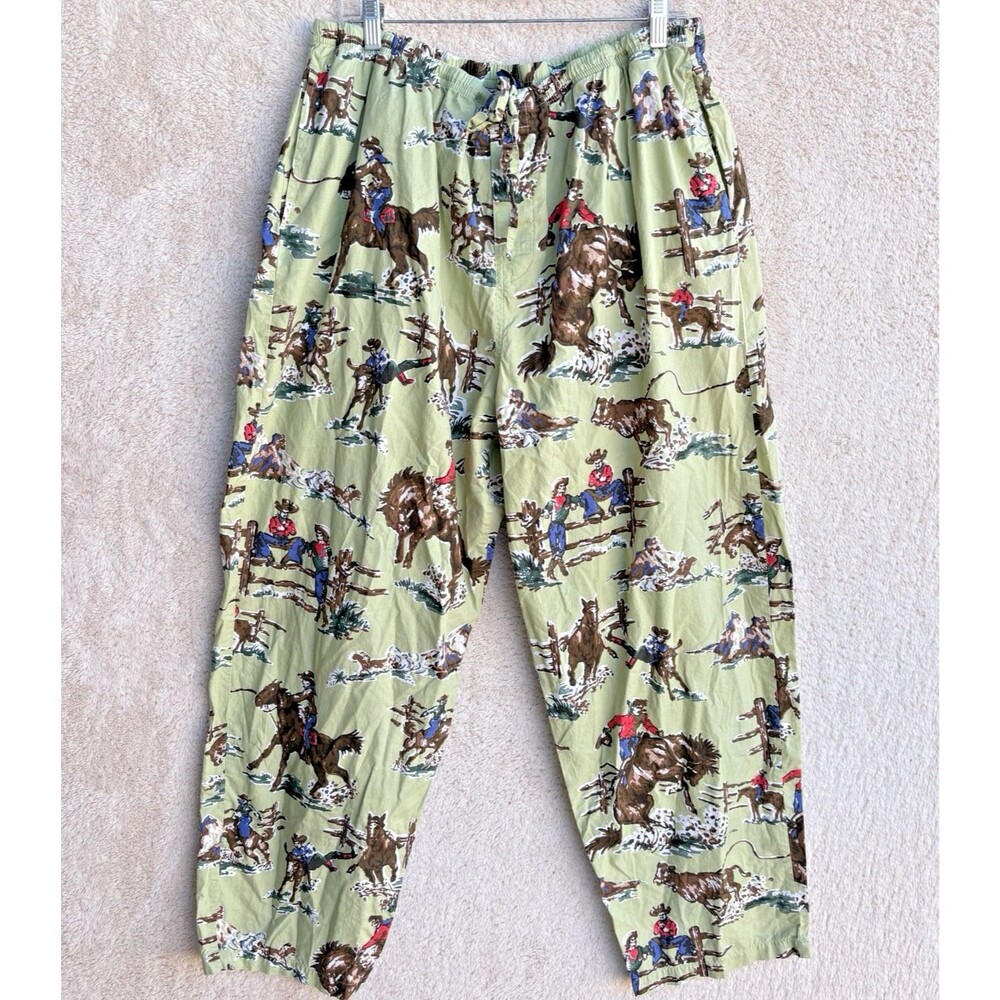 Nick & Nora Pajama Pants Mens XL Western Cowboy Rodeo Horse Kurt Cobain